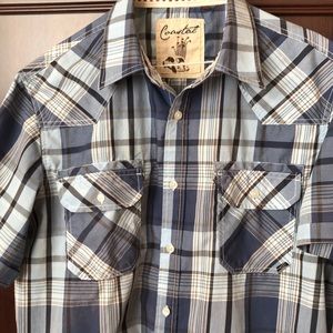 Coastal mens short sleeve size L blue plaid